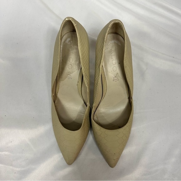 ALDO Faux Snake Skin Print Nude Heels in Size 38.5/8 - Picture 6 of 6